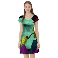 Sherlock Holmes Short Sleeve Skater Dress by icarusismartdesigns