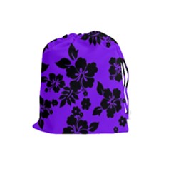 Violet Dark Hawaiian Drawstring Pouches (large)  by AlohaStore