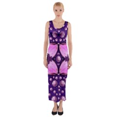 Magic Lotus In A Landscape Temple Of Love And Sun Fitted Maxi Dress by pepitasart