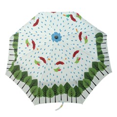Birds In The Rain Folding Umbrellas by justynapszczolka