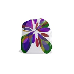 Colorful Abstract Flower Drawstring Pouches (small)  by Valentinaart