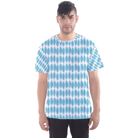 Blue Watercolour Leaf Pattern Men s Sport Mesh Tee by TanyaDraws