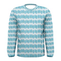 Blue Watercolour Leaf Pattern Men s Long Sleeve Tee by TanyaDraws