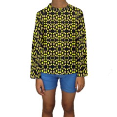 Dots Pattern Yellow Kid s Long Sleeve Swimwear by BrightVibesDesign