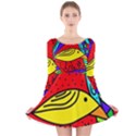 Yellow bird Long Sleeve Velvet Skater Dress View1
