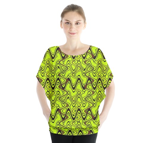 Yellow Wavey Squiggles Blouse by BrightVibesDesign