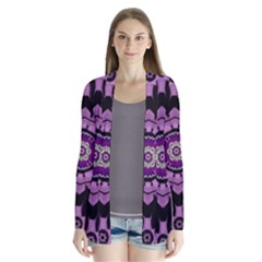 Decorative Leaf On Paper Mandala Drape Collar Cardigan by pepitasart