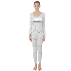 Honeycomb Pattern Graphic Design Long Sleeve Catsuit by picsaspassion
