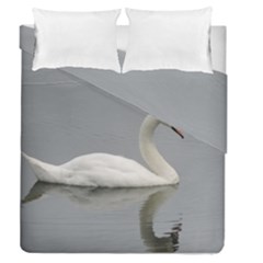 Swimming White Swan Duvet Cover Double Side (queen Size) by picsaspassion