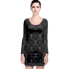 Surfing Motif Pattern Long Sleeve Bodycon Dress by dflcprintsclothing