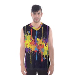 Crazy Multicolored Double Running Splashes Horizon Men s Basketball Tank Top by EDDArt