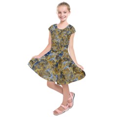Antique Anciently Gold Blue Vintage Design Kids  Short Sleeve Dress by designworld65