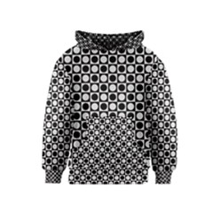Modern Dots In Squares Mosaic Black White Kids  Pullover Hoodie by EDDArt
