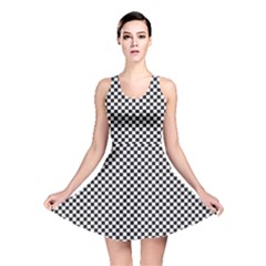 Sports Racing Chess Squares Black White Reversible Skater Dress by EDDArt