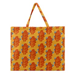 Bugs Eat Autumn Leaf Pattern Zipper Large Tote Bag by CreaturesStore