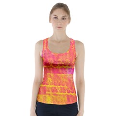 Yello And Magenta Lace Texture Racer Back Sports Top by DanaeStudio
