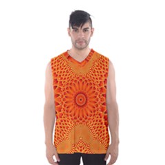 Lotus Fractal Flower Orange Yellow Men s Basketball Tank Top by EDDArt