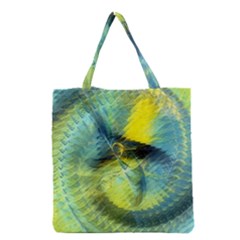 Light Blue Yellow Abstract Fractal Grocery Tote Bag by designworld65