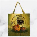 Halloween, Funny Pumpkins And Skull With Spider Grocery Tote Bag View1
