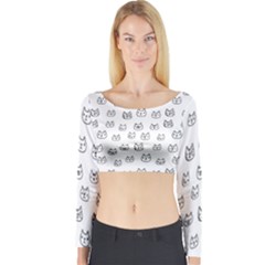 Sketchy Cats Long Sleeve Crop Top by kostolom3000shop