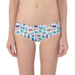 Blue Colorful Cats Silhouettes Pattern Classic Bikini Bottoms by Contest580383