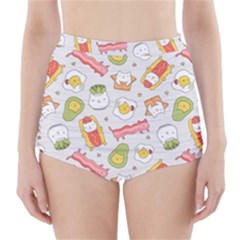 Funny Cat Food Succulent Pattern  High-waisted Bikini Bottoms by kostolom3000shop