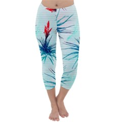 Tillansia Flowers Pattern Capri Winter Leggings  by DanaeStudio