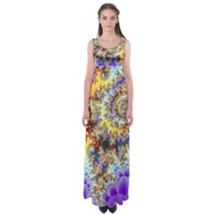 Desert Winds, Abstract Gold Purple Cactus  Empire Waist Maxi Dress by DianeClancy