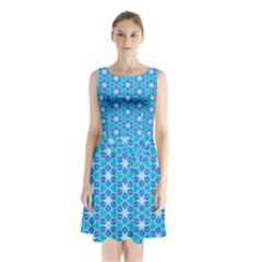 Aqua Hawaiian Stars Under A Night Sky Dance Sleeveless Chiffon Waist Tie Dress by DianeClancy
