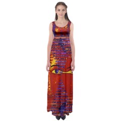 Conundrum Iii, Abstract Purple & Orange Goddess Empire Waist Maxi Dress by DianeClancy