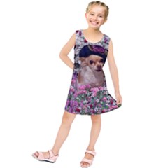 Chi Chi In Flowers, Chihuahua Puppy In Cute Hat Kids  Tunic Dress by DianeClancy