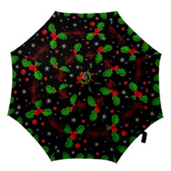 Happy Holidays Pattern Hook Handle Umbrellas (large) by Valentinaart