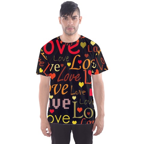 Love Pattern 3 Men s Sport Mesh Tee by Valentinaart