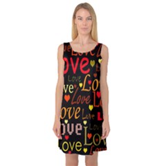 Love Pattern 3 Sleeveless Satin Nightdress by Valentinaart