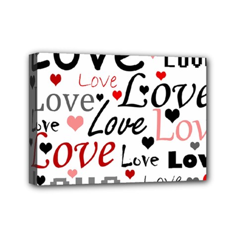Love Pattern - Red Mini Canvas 7  X 5  by Valentinaart