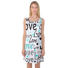 Love Pattern - Cyan Sleeveless Satin Nightdress by Valentinaart
