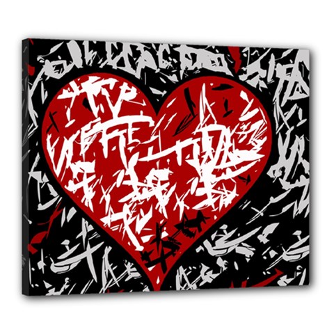 Red Graffiti Style Hart  Canvas 24  X 20  by Valentinaart