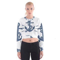 Anchor Pencil Drawing Art Women s Cropped Sweatshirt by picsaspassion