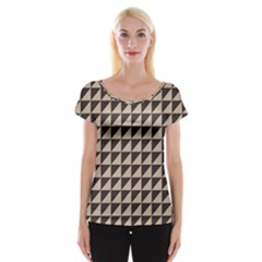 Brown Triangles Background Pattern  Women s Cap Sleeve Top by Amaryn4rt