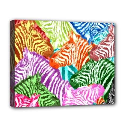 Zebra Colorful Abstract Collage Deluxe Canvas 20  X 16   by Amaryn4rt