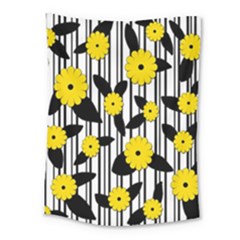 Yellow Floral Pattern Medium Tapestry by Valentinaart