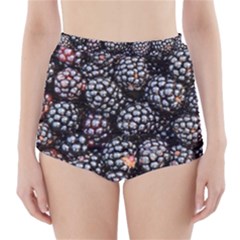 Blackberries Background Black Dark High-waisted Bikini Bottoms by Amaryn4rt