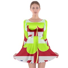 Irish British Shamrock United Kingdom Ireland Funny St  Patrick Flag Long Sleeve Skater Dress by yoursparklingshop
