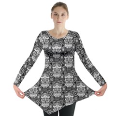 Sugar Skull Long Sleeve Tunic  by Ancello