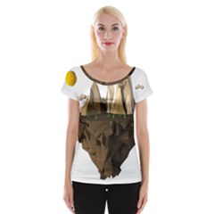 Low Poly Floating Island 3d Render Women s Cap Sleeve Top by Amaryn4rt