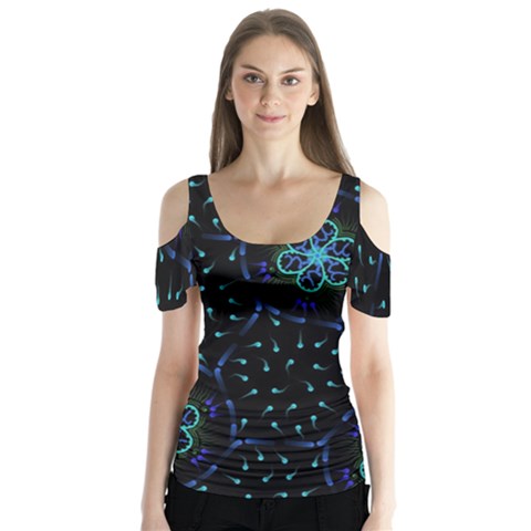 Computer Graphics Webmaster Novelty Butterfly Sleeve Cutout Tee  by Nexatart