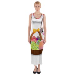 Easter Bunny Eggs Nest Basket Fitted Maxi Dress by Nexatart