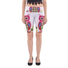 Owl Colorful Patchwork Art Yoga Cropped Leggings by Nexatart