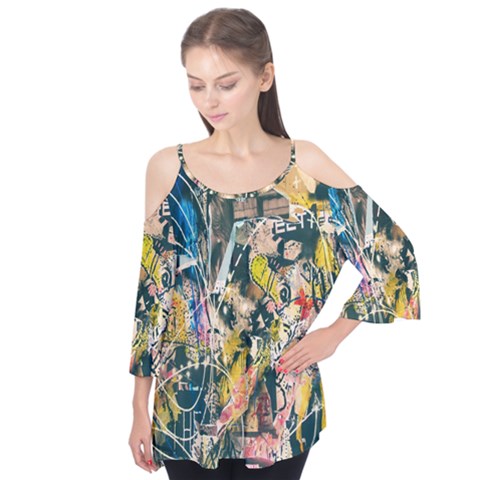 Art Graffiti Abstract Lines Flutter Tees by Nexatart