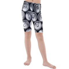 Black And White Doses Cans Fuzzy Drinks Kids  Mid Length Swim Shorts by Nexatart